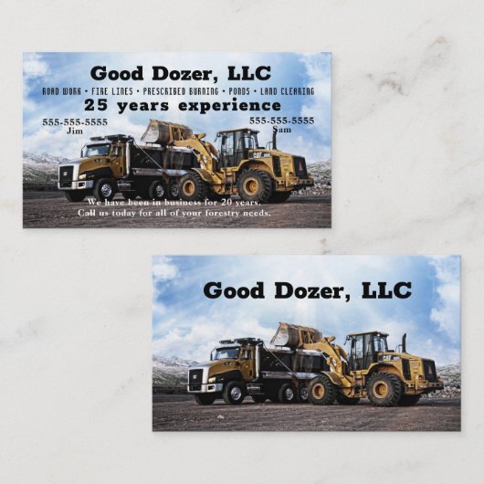 Bull Dozer Visitekaartje (Voorkant / Achterkant)
