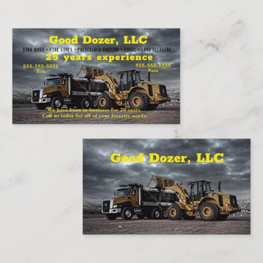 Bull Dozer Visitekaartje (Voorkant / Achterkant)