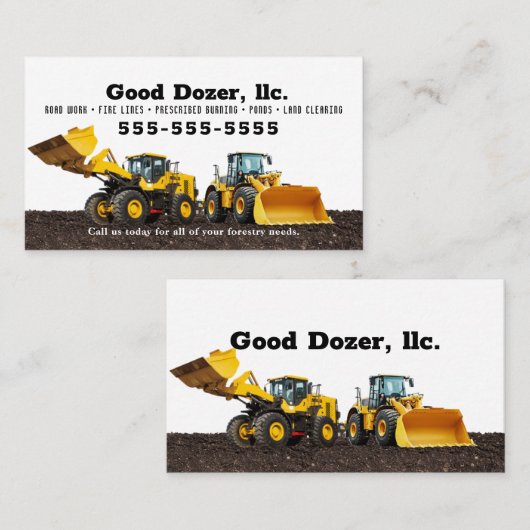 Bull Dozer Visitekaartje (Voorkant / Achterkant)