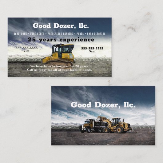 Bull Dozer Visitekaartje (Voorkant / Achterkant)