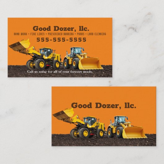 Bull Dozer Visitekaartje (Voorkant / Achterkant)