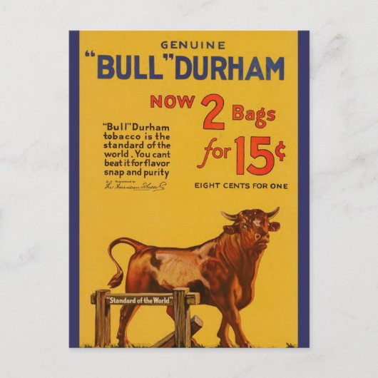  Bull Durham Tabaksadvertentie Briefkaart (Voorkant)