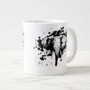 Bull Elephant in Black Splash Pick Your Background Grote Koffiekop
