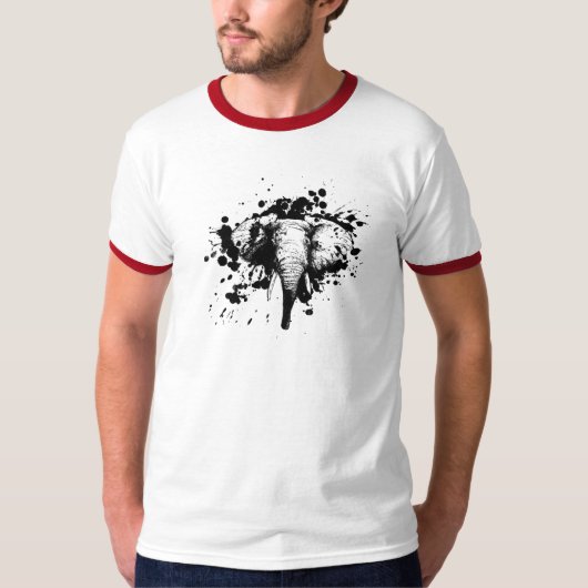 Bull Elephant in Black Splash Pick Your Background T-shirt (Voorkant)