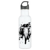Bull Elephant in Black Splash Pick Your Background Waterfles (Voorkant)