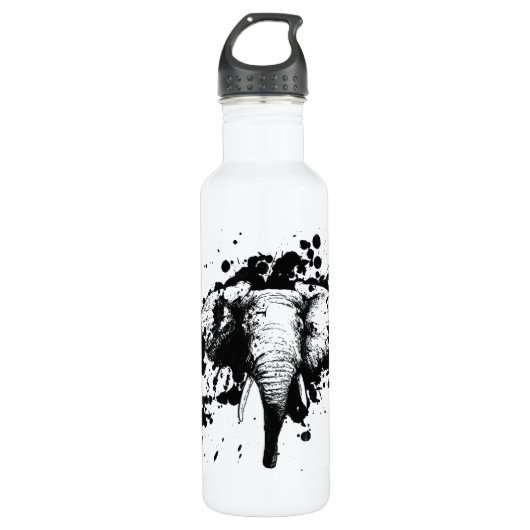 Bull Elephant in Black Splash Pick Your Background Waterfles (Voorkant)