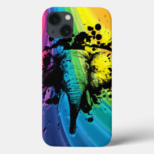 Bull Elephant over Swirly Rainbow Case-Mate iPhone Case