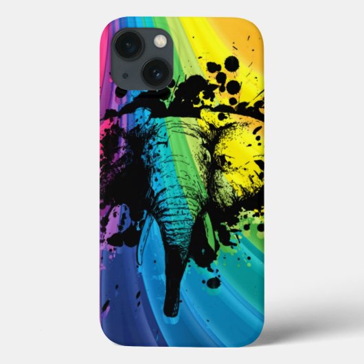 Bull Elephant over Swirly Rainbow Case-Mate iPhone Case (Achterkant)