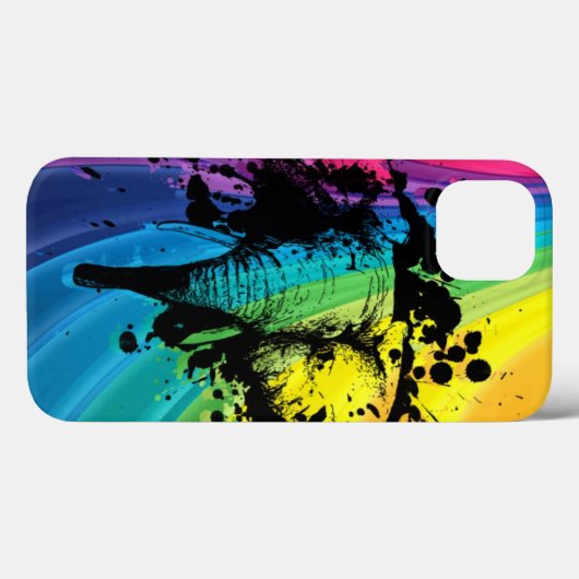 Bull Elephant over Swirly Rainbow Case-Mate iPhone Case (Achterkant (horizontaal))