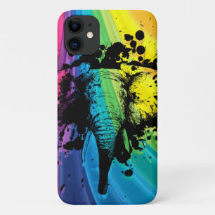 Bull Elephant over Swirly Rainbow Case-Mate iPhone Case