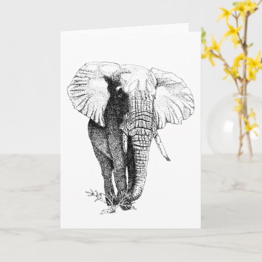 Bull Elephant studie Verjaardag Kaart (Gele Bloem)