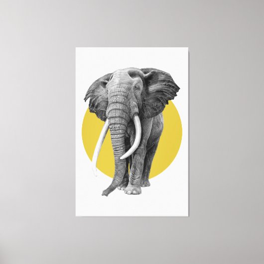 Bull elephant - Tekenen in potlood op goud Canvas Afdruk (Voorkant)