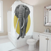 Bull elephant - Tekenen in potlood op goud Douchegordijn (In situ)