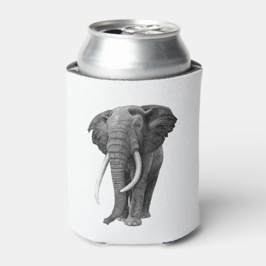 Bull elephant - Tekening in potlood Blikjeskoeler (Blikje Voorkant)