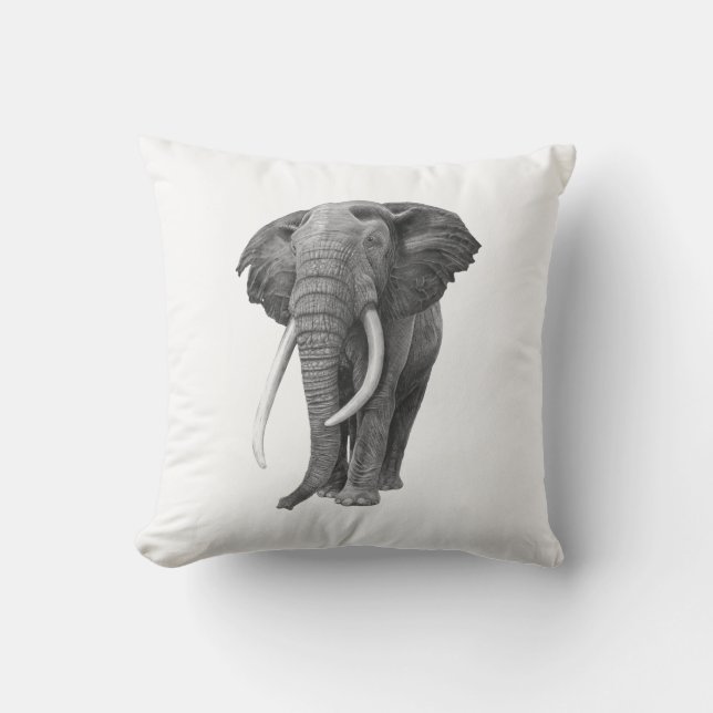 Bull elephant - Tekening in potlood Buitenkussen (Voorkant)