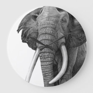 Bull elephant - Tekening in potlood Grote Klok
