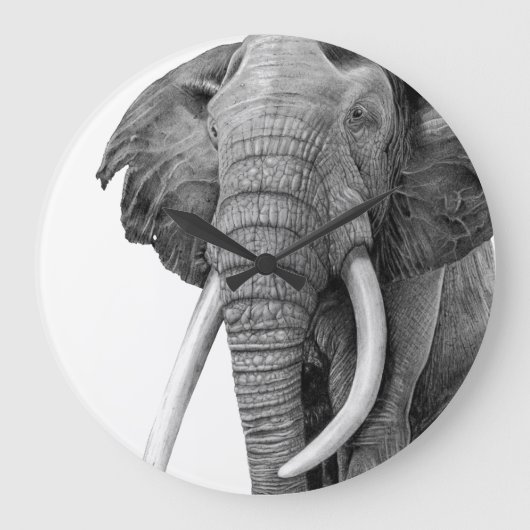 Bull elephant - Tekening in potlood Grote Klok (Voorkant)