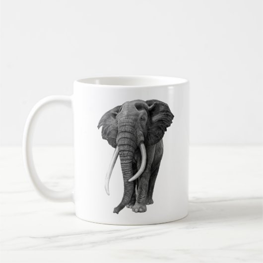 Bull elephant - Tekening in potlood Koffiemok (Links)