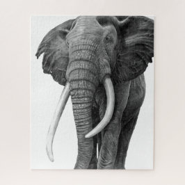 Bull elephant - Tekening in potlood Legpuzzel