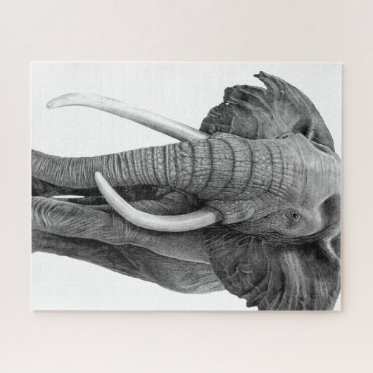 Bull elephant - Tekening in potlood Legpuzzel (Horizontaal)