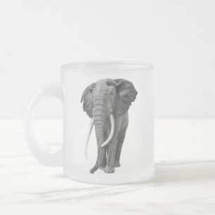 Bull elephant - Tekening in potlood Matglas Koffiemok