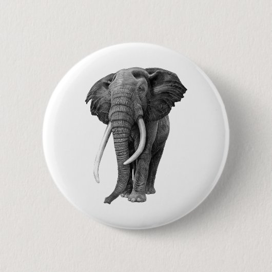 Bull elephant - Tekening in potlood Ronde Button 5,7 Cm (Voorkant)