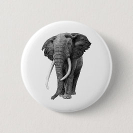 Bull elephant - Tekening in potlood Ronde Button 5,7 Cm