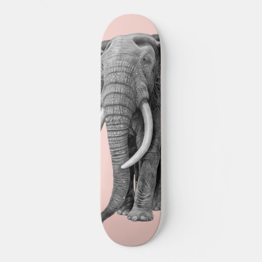 Bull elephant - Tekening in potlood Skateboard (Voorkant)
