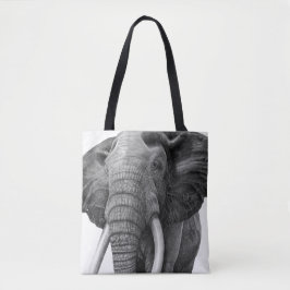 Bull elephant - Tekening in potlood Tote Bag