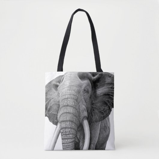 Bull elephant - Tekening in potlood Tote Bag (Voorkant)