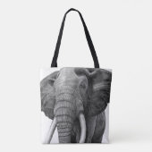Bull elephant - Tekening in potlood Tote Bag (Achterkant)