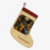 Bull Elk Autumn Yellow Kleine Kerstsok (Voorkant (Hangend))