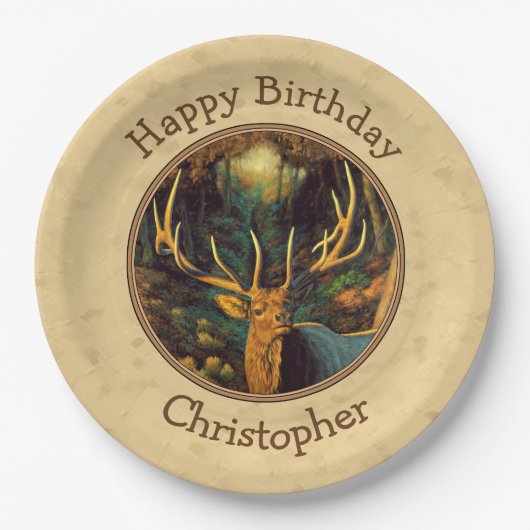 Bull Elk Autumn Yellow Papieren Bordje (Voorkant)