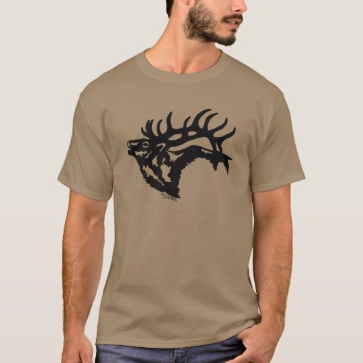 Bull Elk Black Silhouette T-shirt (Voorkant)
