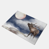 Bull Elk Bugling bij het volledige Moon-gebergte Deurmat (Schuin)