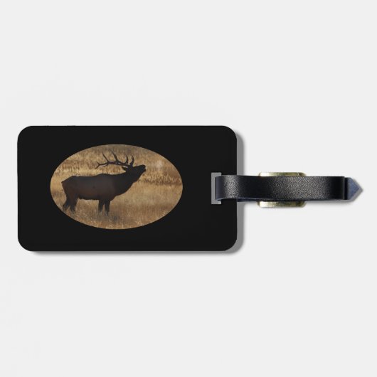 Bull elk bugling in silhouette bagagelabel (Achterkant horizontaal)