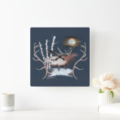 Bull Elk Bugling Vierkante Klok (Huis)
