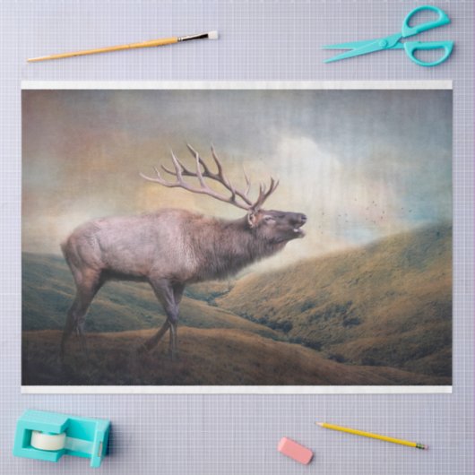 Bull Elk Bugling Wildlife Decoupage Tissuepapier (Craft)