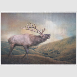 Bull Elk Bugling Wildlife Decoupage Tissuepapier