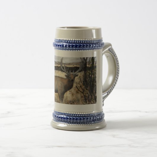 Bull Elk Crock Stein, 22 oz Bierpul (Voorkant rechts)