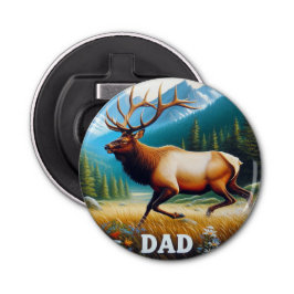 Bull Elk Dad Button Flesopener