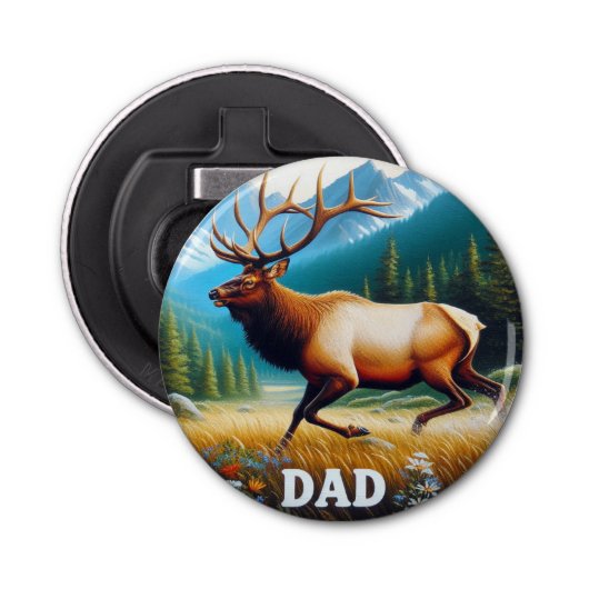 Bull Elk Dad Button Flesopener (Voorkant)