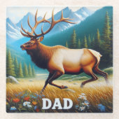 Bull Elk Dad Glazen Onderzetter (Voorkant)