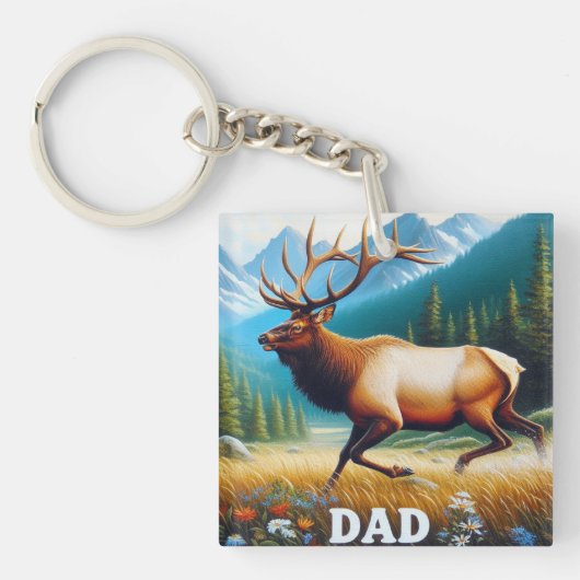 Bull Elk Dad Sleutelhanger (Voorkant)