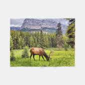 Bull Elk en Castle Mountain in Banff Fleece Deken (Voorkant (Horizontaal))