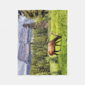 Bull Elk en Castle Mountain in Banff Fleece Deken (Voorkant)