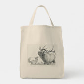 Bull Elk en Fox Tote Bag (Achterkant)