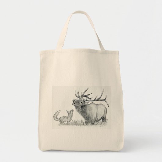 Bull Elk en Fox Tote Bag (Voorkant)