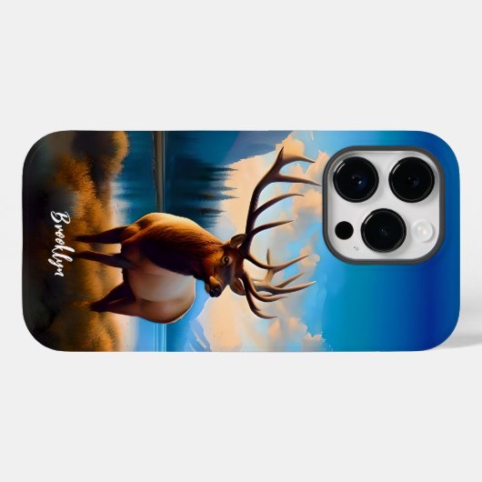 Bull Elk en Mountain Lake Case-Mate iPhone Case (Achterkant (horizontaal))