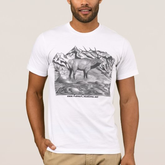 Bull elk final, www.LarasCreations.net T-shirt (Voorkant)